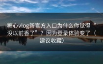 糖心vlog新官方入口为什么你觉得“没以前香了”？因为登录体验变了（建议收藏）