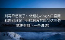 别再靠感觉了：做糖心vlog入口官网标题别堆词：共鸣触发的瞬间这三句式更有效（一条讲透）
