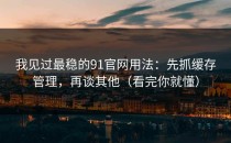 我见过最稳的91官网用法：先抓缓存管理，再谈其他（看完你就懂）