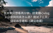 我本来只想看两分钟，结果糖心vlog入口官网到底怎么选？我试了三天，结论出乎意料（建议收藏）