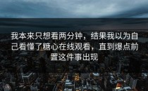 我本来只想看两分钟，结果我以为自己看懂了糖心在线观看，直到爆点前置这件事出现