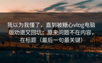 我以为我懂了，直到被糖心vlog电脑版劝退又回坑：原来问题不在内容，在标题（最后一句最关键）