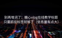 别再堆词了：糖心vlog在线教学标题只要抓住标签就够了（信息量有点大）