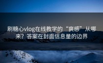 刷糖心vlog在线教学的“爽感”从哪来？答案在封面信息量的边界