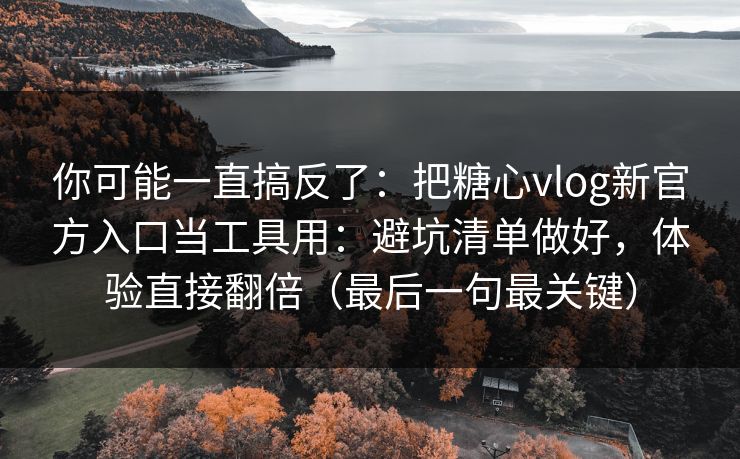 你可能一直搞反了：把糖心vlog新官方入口当工具用：避坑清单做好，体验直接翻倍（最后一句最关键）