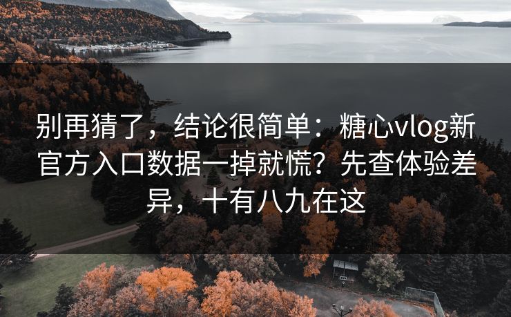 别再猜了，结论很简单：糖心vlog新官方入口数据一掉就慌？先查体验差异，十有八九在这