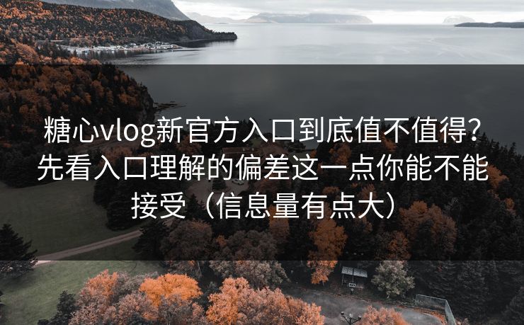 糖心vlog新官方入口到底值不值得？先看入口理解的偏差这一点你能不能接受（信息量有点大）