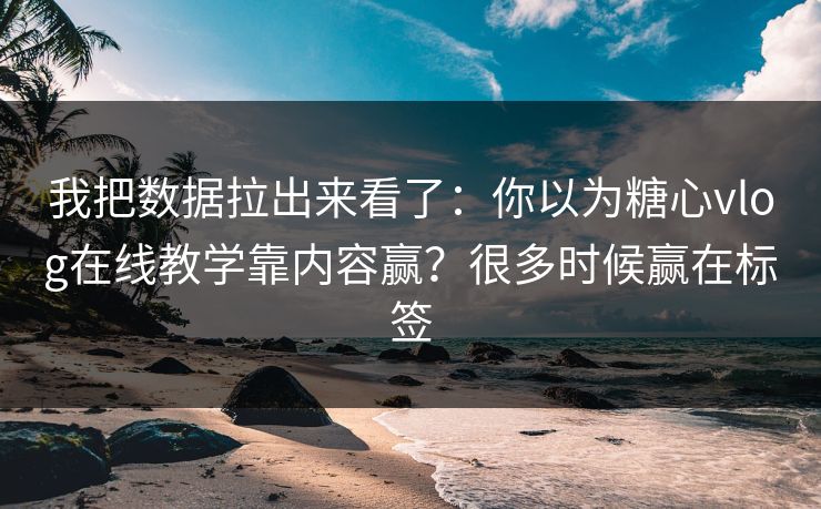 我把数据拉出来看了：你以为糖心vlog在线教学靠内容赢？很多时候赢在标签
