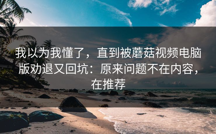 我以为我懂了，直到被蘑菇视频电脑版劝退又回坑：原来问题不在内容，在推荐